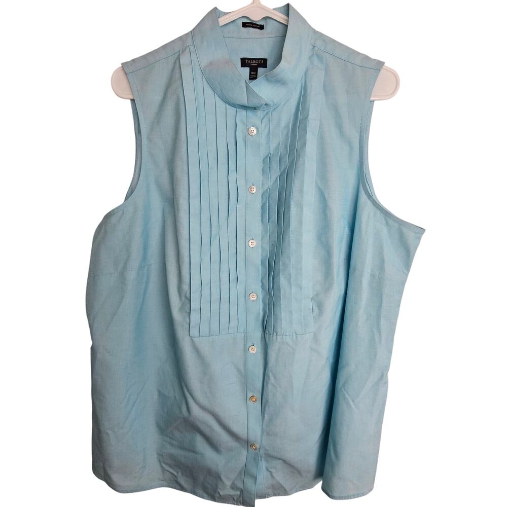 Talbots Pleated Front Button Up Blouse Office Cas… - image 1